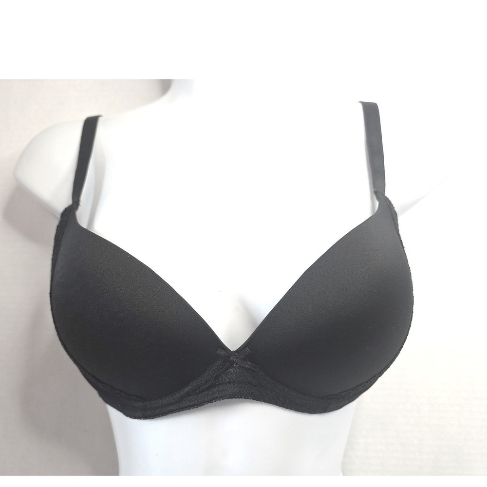 Wacoal "Halo Lace" Black Lace Trim Underwire Pushโ Up Bra 34B/ EU B 75